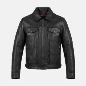 Mens Trucker BLack leather JAcket
