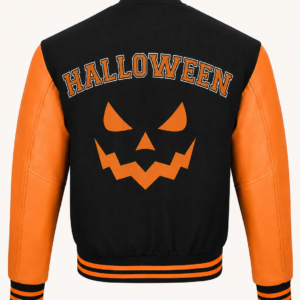 Halloween Pumpkin Black and Orange Varsity Jacket