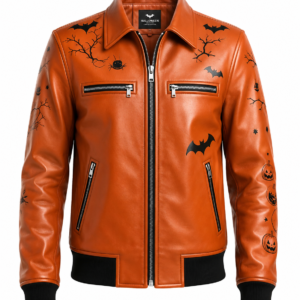 Haunted Castle Pumpkin Leather Jacket