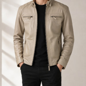 Men’s Beige Biker Jacket