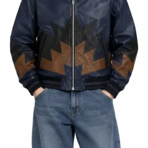 Men’s Navy Blue Leather Jacket