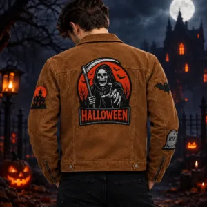 Creepy Trick or Treat Brown Jacket Back