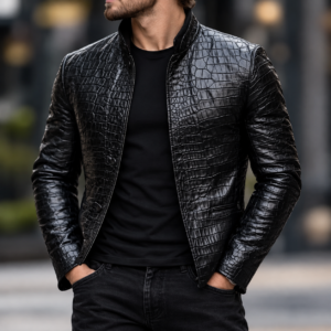 Crocodile Pattern Black Jacket