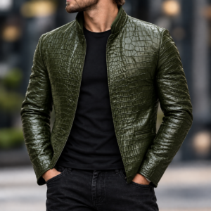Crocodile Pattern Olive green Jacket