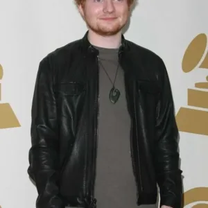 Ed Sheeran Black Bomber Leather Jacket