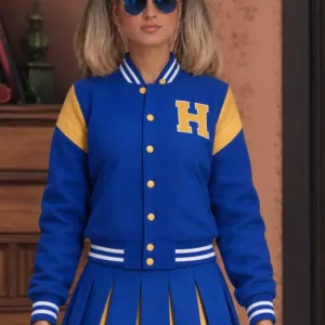 Lynda Van Der Klok Blue Letterman Jacket