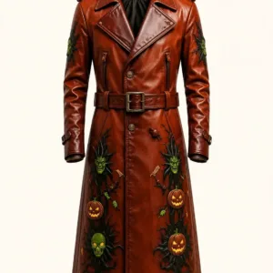 Pumpkin Brown Leather Coat