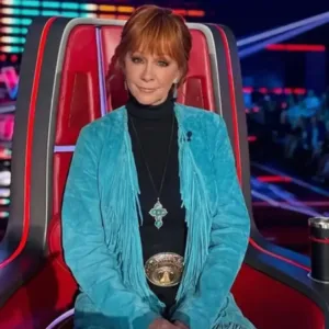 The Voice Reba McEntire Blue Fringe Coat